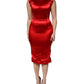 Dolce & Gabbana Red Acetate Sleeveless Sheath Midi Dress
