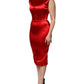 Dolce & Gabbana Red Acetate Sleeveless Sheath Midi Dress
