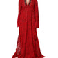 Dolce & Gabbana Red Floral Lace Rhinestone Embellished Dress