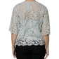 Dolce & Gabbana Mint Green Floral Lace Cotton Blouse Top
