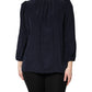 Dolce & Gabbana Blue Silk Mock Neck Long Sleeves Blouse Top