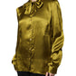 Dolce & Gabbana Green Ascot Collar Long Sleeves Blouse Top