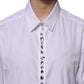 Dolce & Gabbana White Rhinestone Embellish Long Sleeves Top