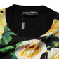Dolce & Gabbana Black Silk Floral Crew Neck Pullover Sweater