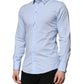 Dolce & Gabbana Sky Blue Cotton GOLD Long Sleeves Dress Shirt