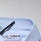 Dolce & Gabbana Sky Blue Cotton GOLD Long Sleeves Dress Shirt
