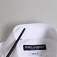 Dolce & Gabbana White Cotton GOLD Long Sleeves Dress Men Shirt