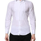 Dolce & Gabbana White Cotton GOLD Long Sleeves Men Dress Shirt