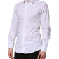 Dolce & Gabbana White Cotton GOLD Long Sleeves Dress Shirt