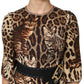 Dolce & Gabbana Brown Leopard Print Belted A-line Midi Dress