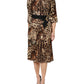 Dolce & Gabbana Brown Leopard Print Belted A-line Midi Dress