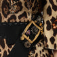 Dolce & Gabbana Brown Leopard Print Belted A-line Midi Dress