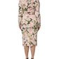 Dolce & Gabbana Pink Lily Viscose Sheath Stretch Midi Dress
