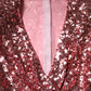 Dolce & Gabbana Pink Sequin Statement Nylon Midi V-Neck Dress