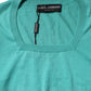 Dolce & Gabbana Aqua Blue Silk Short Sleeves Square Neck Top