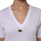 Dolce & Gabbana White Cotton Short Sleeve V-Neck Top T-shirt