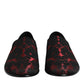 Dolce & Gabbana Red Black Jacquard Slip On Loafers Shoes