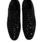 Dolce & Gabbana Black Suede Strass Derby Formal Shoes