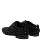 Dolce & Gabbana Black Suede Strass Derby Formal Shoes