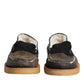 Dolce & Gabbana Brown White Calfskin Leather Loafers Shoes