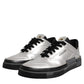 HIDE & JACK Metallic Silver Low Top Lace Up Sneakers Shoes