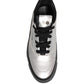 HIDE & JACK Metallic Silver Low Top Lace Up Sneakers Shoes
