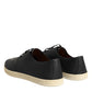Dolce & Gabbana Black Leather Bee Crown Low Top Sneakers Shoes