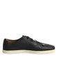 Dolce & Gabbana Black Leather Bee Crown Low Top Sneakers Shoes