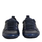 Dolce & Gabbana Dark Blue Leather Low Top Men Sneakers Shoes