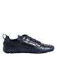 Dolce & Gabbana Dark Blue Leather Low Top Men Sneakers Shoes