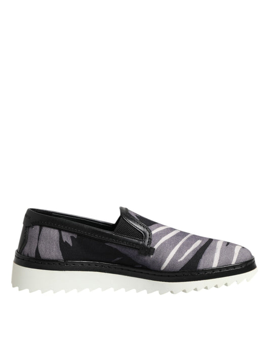 Dolce & Gabbana Black Tropical Slip On Men Sneakers Shoes