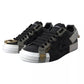 Dolce & Gabbana Black Leather Low Top Sneakers Portofino Shoes