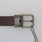 Dolce & Gabbana Blue Perforated Leather Gray Buckle Belt