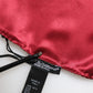Dolce & Gabbana Red Solid Satin Silk Square Handkerchief Scarf