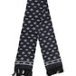 Dolce & Gabbana Black Silk Crown Fringes Men Foulard Scarf