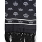 Dolce & Gabbana Black Silk Crown Fringes Men Foulard Scarf