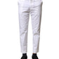 Dolce & Gabbana White Cotton Straight Logo Men Pants