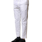 Dolce & Gabbana White Cotton Straight Logo Men Pants