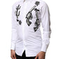 Dolce & Gabbana White GOLD Embroidery Detailed Dress Shirt