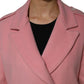 PINK MEMORIES Pink Wool Double Breasted Blazer Coat Jacket