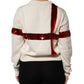 Dolce & Gabbana White Sequined Crew Neck Pullover Sweater