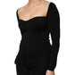 Dolce & Gabbana Black Viscose Long Sleeve Pullover Blouse Top