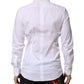 Dolce & Gabbana White GOLD Cotton Collared Dress Shirt Top
