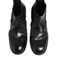 Dolce & Gabbana Black Leather Ankle Boots Slip On Shoes