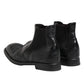 Dolce & Gabbana Black Leather Ankle Boots Slip On Shoes