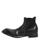 Dolce & Gabbana Black Leather Ankle Boots Slip On Shoes