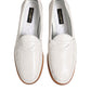 Dolce & Gabbana White Leather Loafers Moccasins Slip On Shoes