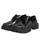 Dolce & Gabbana Black Patent Leather Trekking Derby Shoes