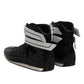Dolce & Gabbana Black Quilted Leather Lace Up Sneakers Shoes