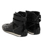 Dolce & Gabbana Black Quilted Leather Lace Up Sneakers Shoes